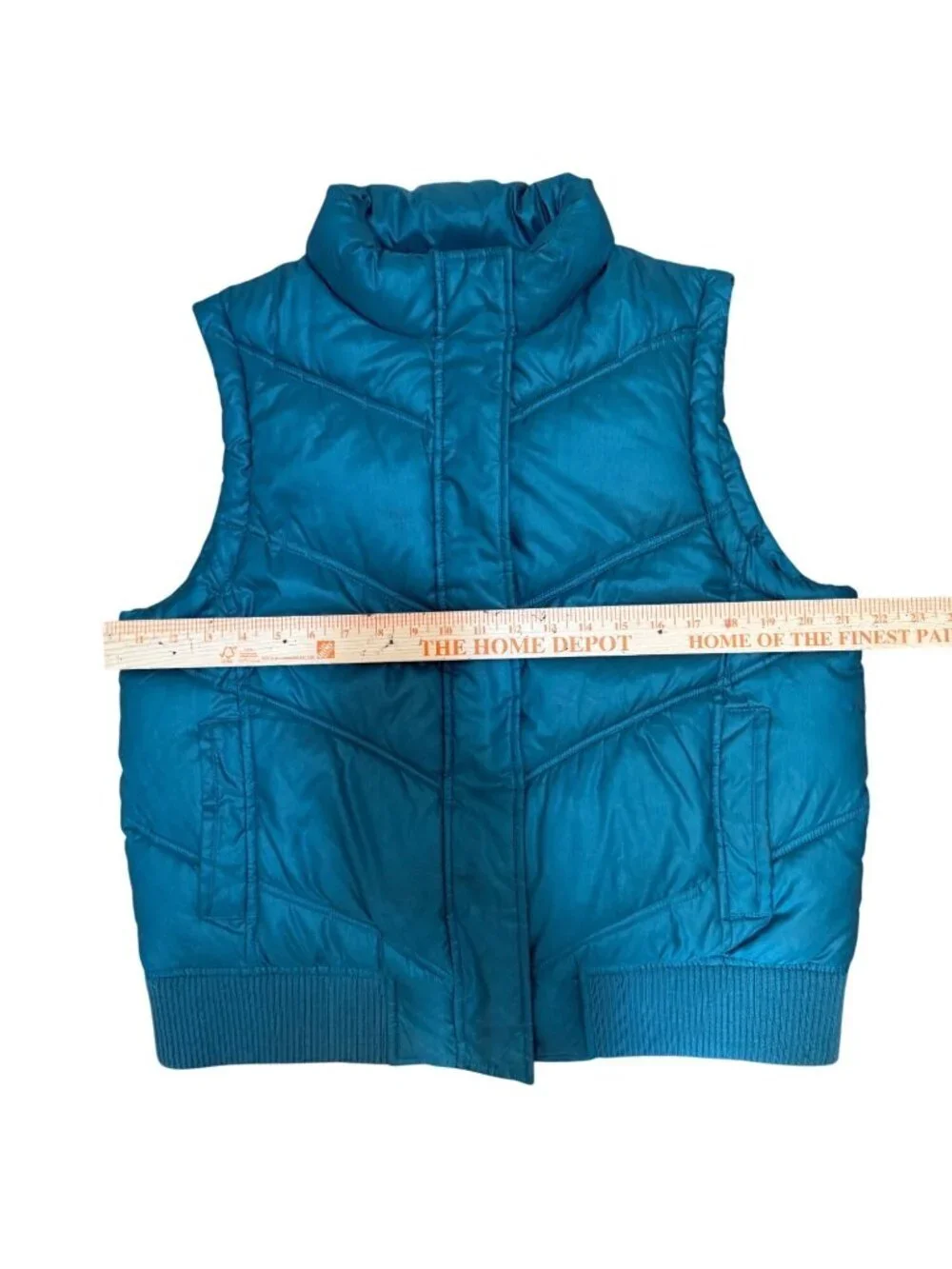 Y2K Chevron Quilted Puffer Vest Retro Cabin Preppy Dad Aesthetic Teal Mens Large
